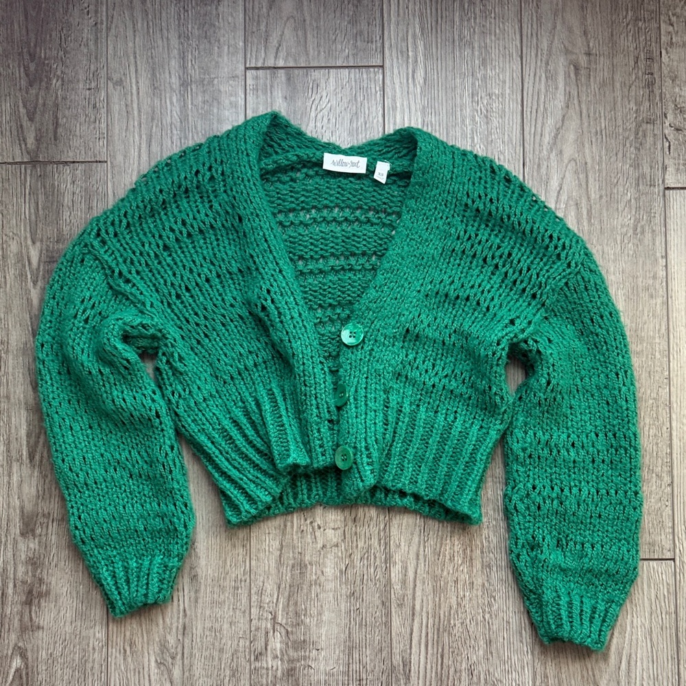 Willow + Root green sweater cardigan - cropped